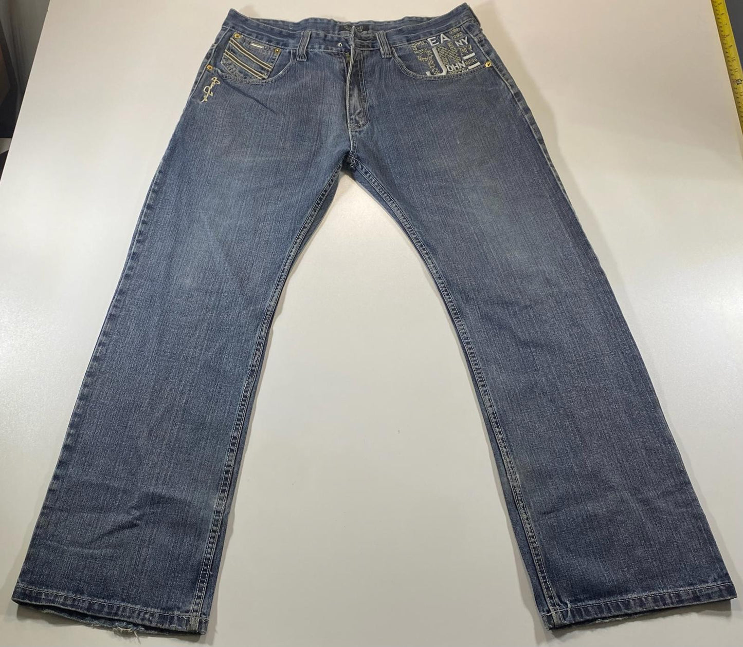 Vintage Sean John Blue Denim Jeans with Embroidered Details