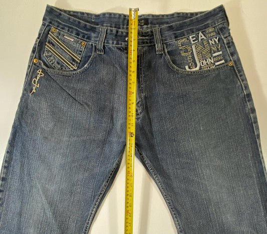 Vintage Sean John Blue Denim Jeans with Embroidered Details