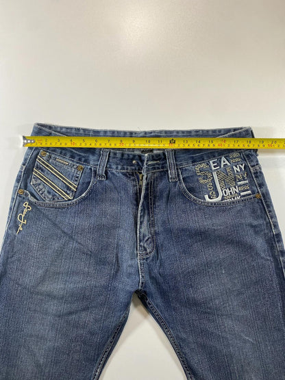 Vintage Sean John Blue Denim Jeans with Embroidered Details