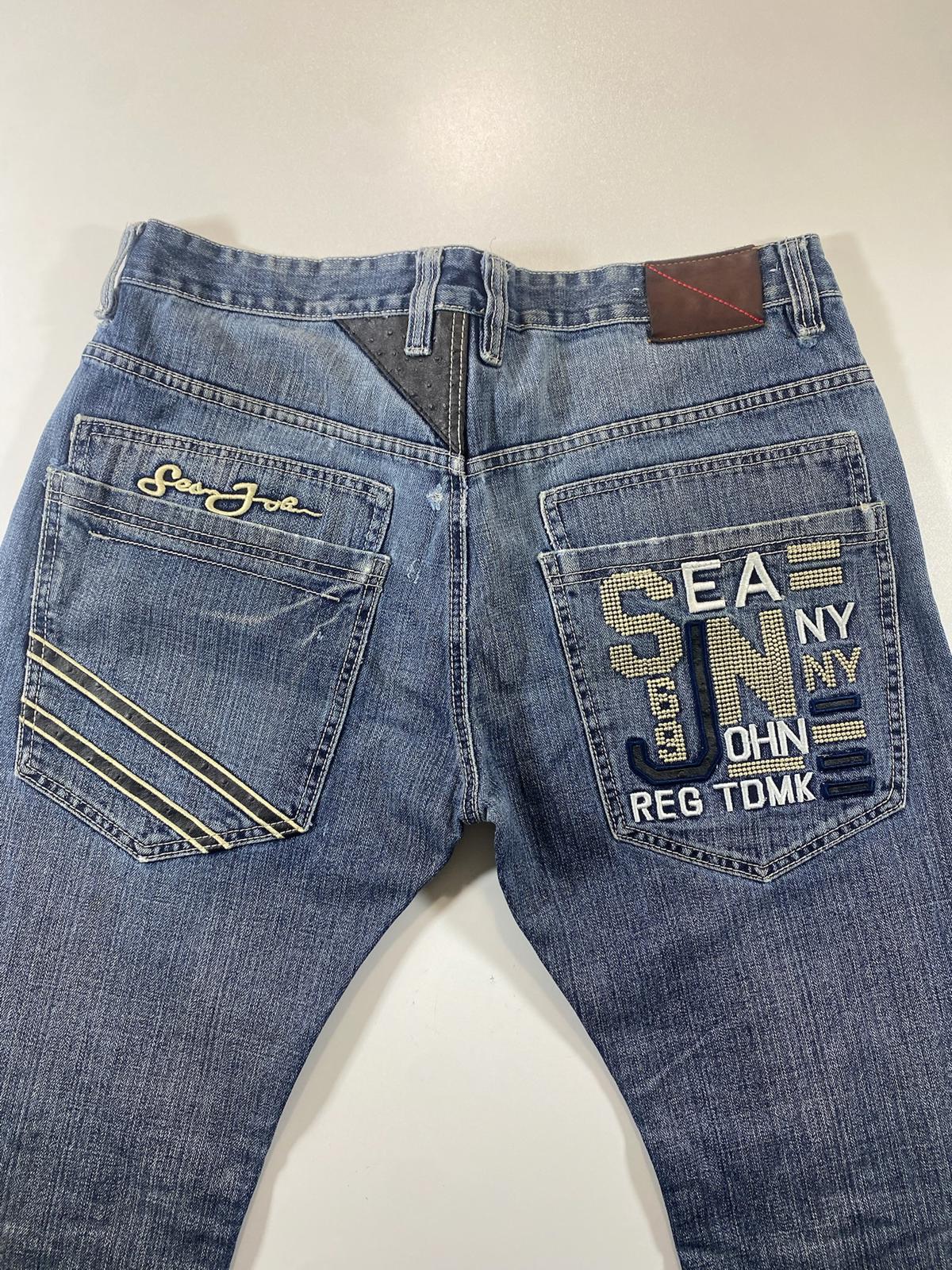 Vintage Sean John Blue Denim Jeans with Embroidered Details
