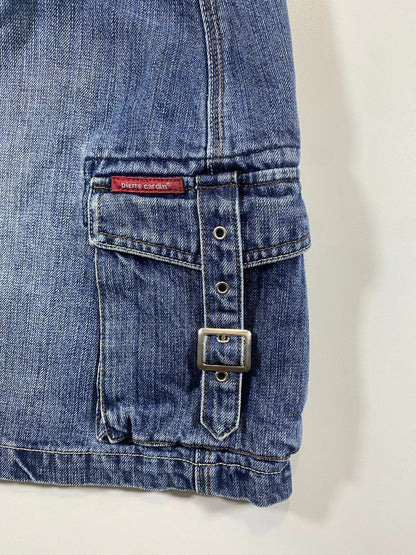 Vintage Pierre Cardin Denim Mini Skirt with Diagonal Zipper