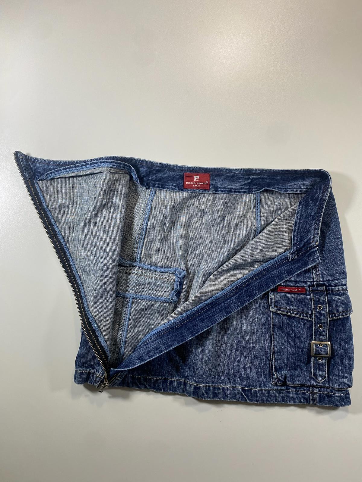 Vintage Pierre Cardin Denim Mini Skirt with Diagonal Zipper