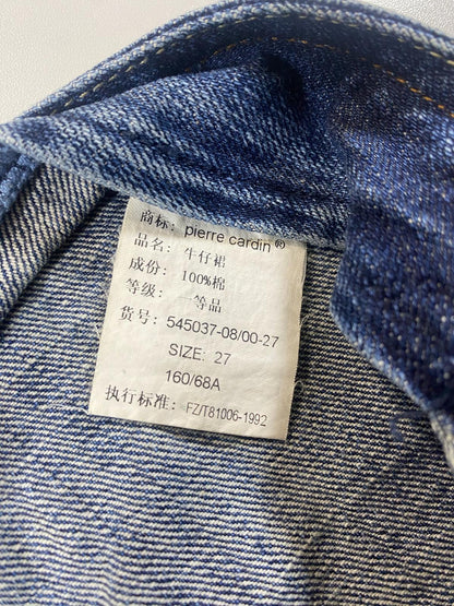 Vintage Pierre Cardin Denim Mini Skirt with Diagonal Zipper