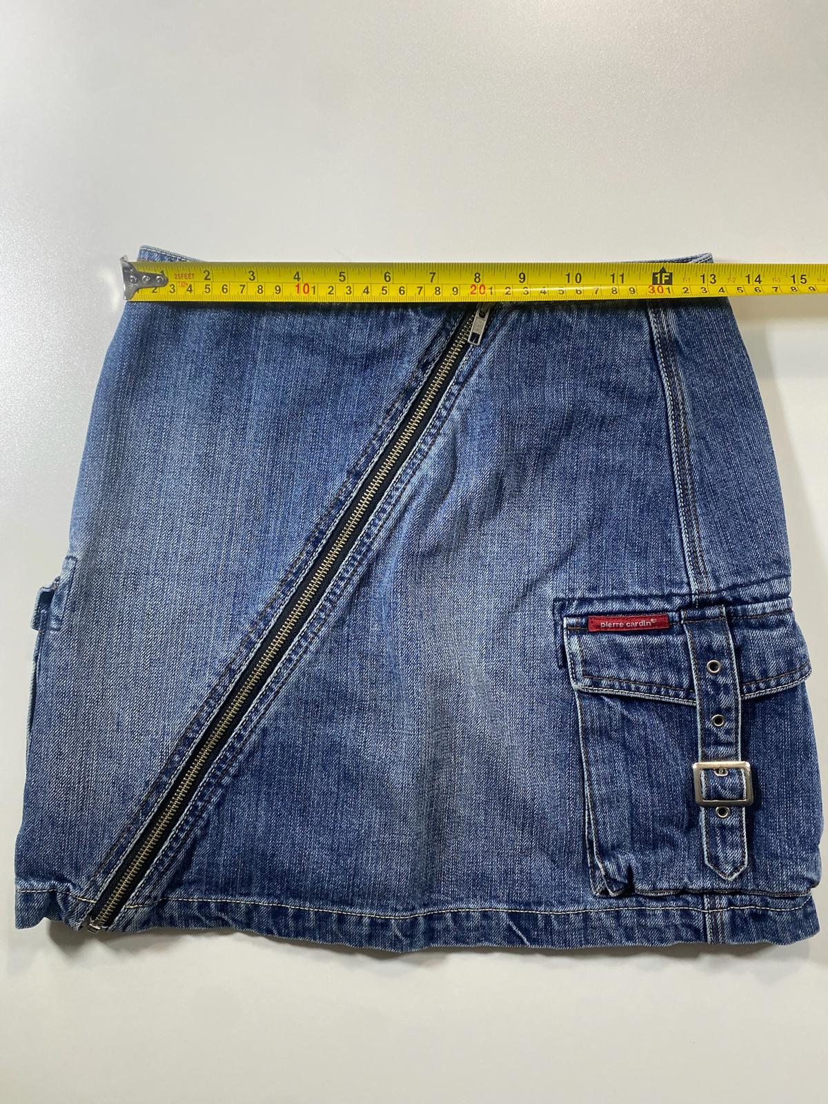 Vintage Pierre Cardin Denim Mini Skirt with Diagonal Zipper