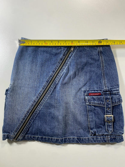 Vintage Pierre Cardin Denim Mini Skirt with Diagonal Zipper