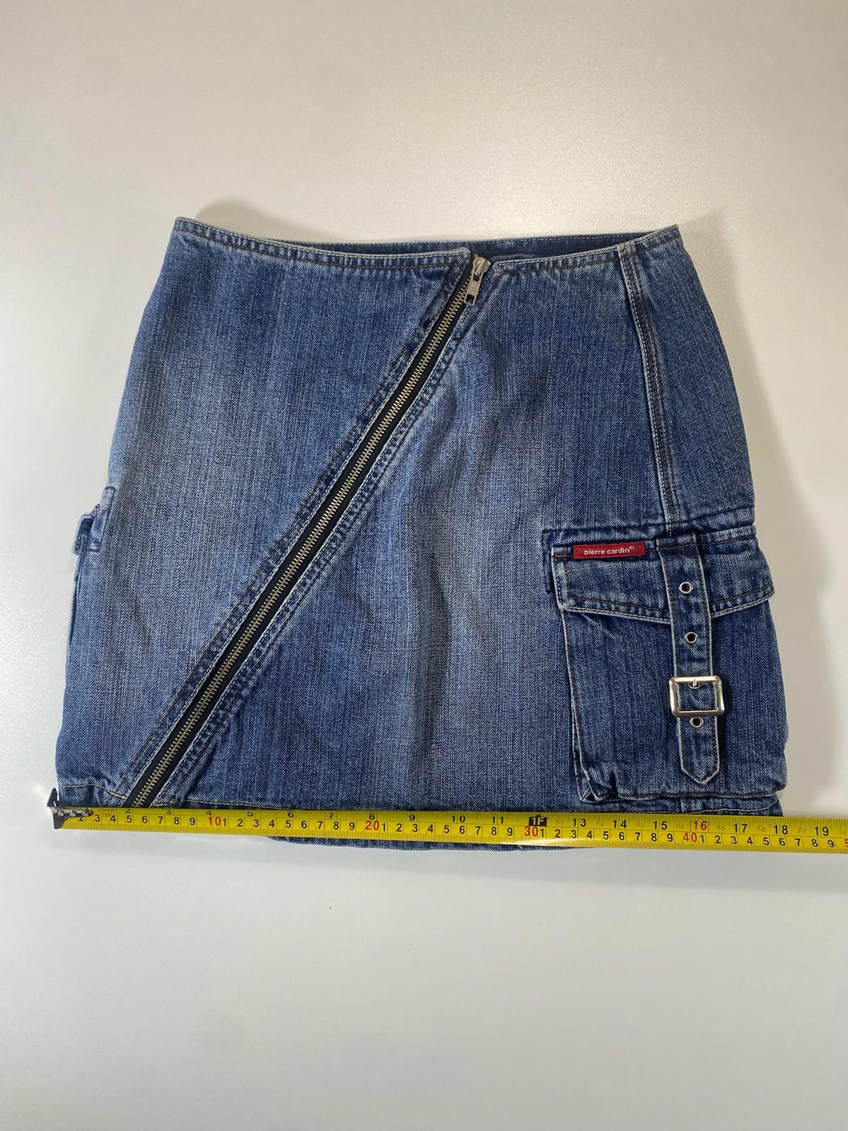 Vintage Pierre Cardin Denim Mini Skirt with Diagonal Zipper