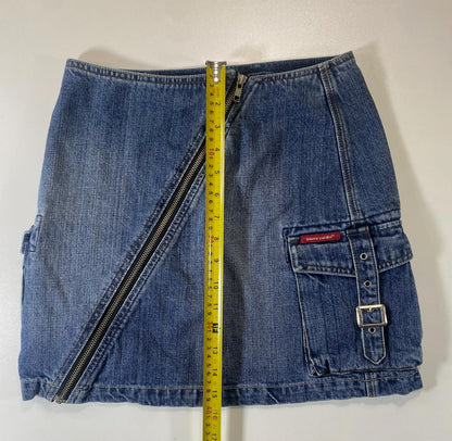 Vintage Pierre Cardin Denim Mini Skirt with Diagonal Zipper