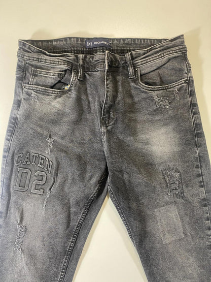 Dsquared2 Distressed Black Denim Jeans with CATEN D2 Patch