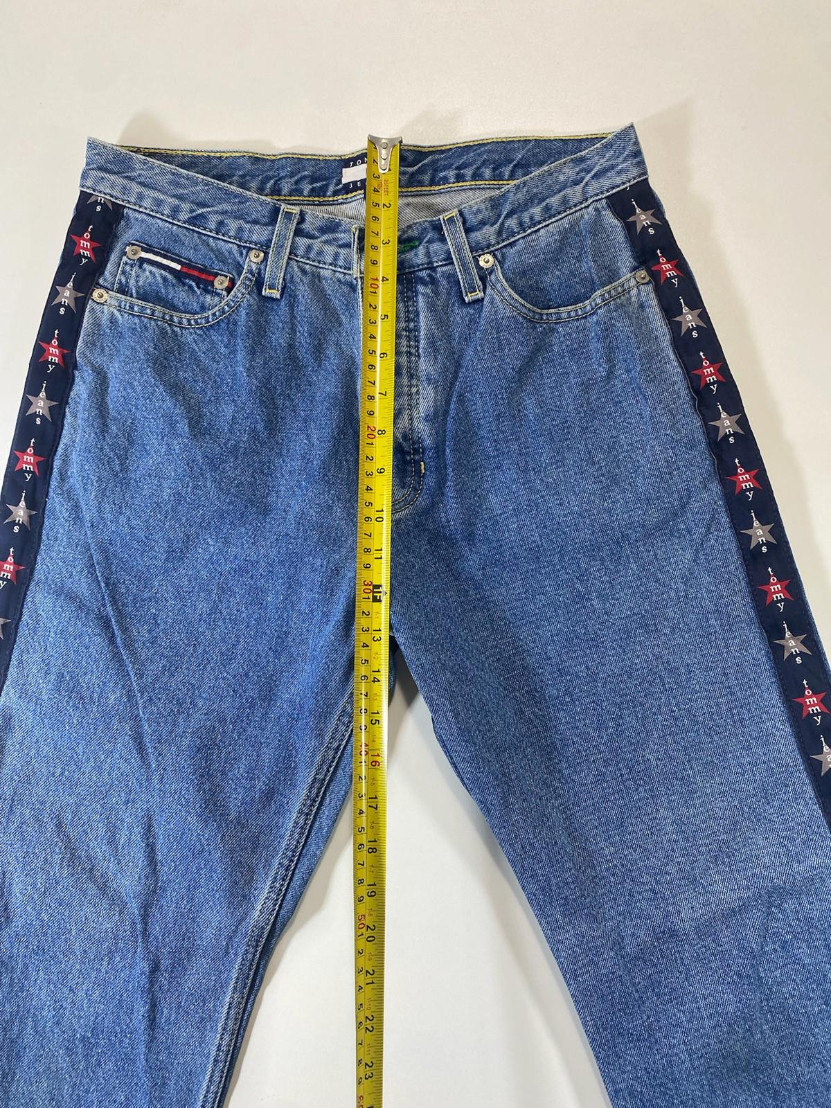 Vintage Tommy Jeans Blue Denim Pants with Star Side Stripes