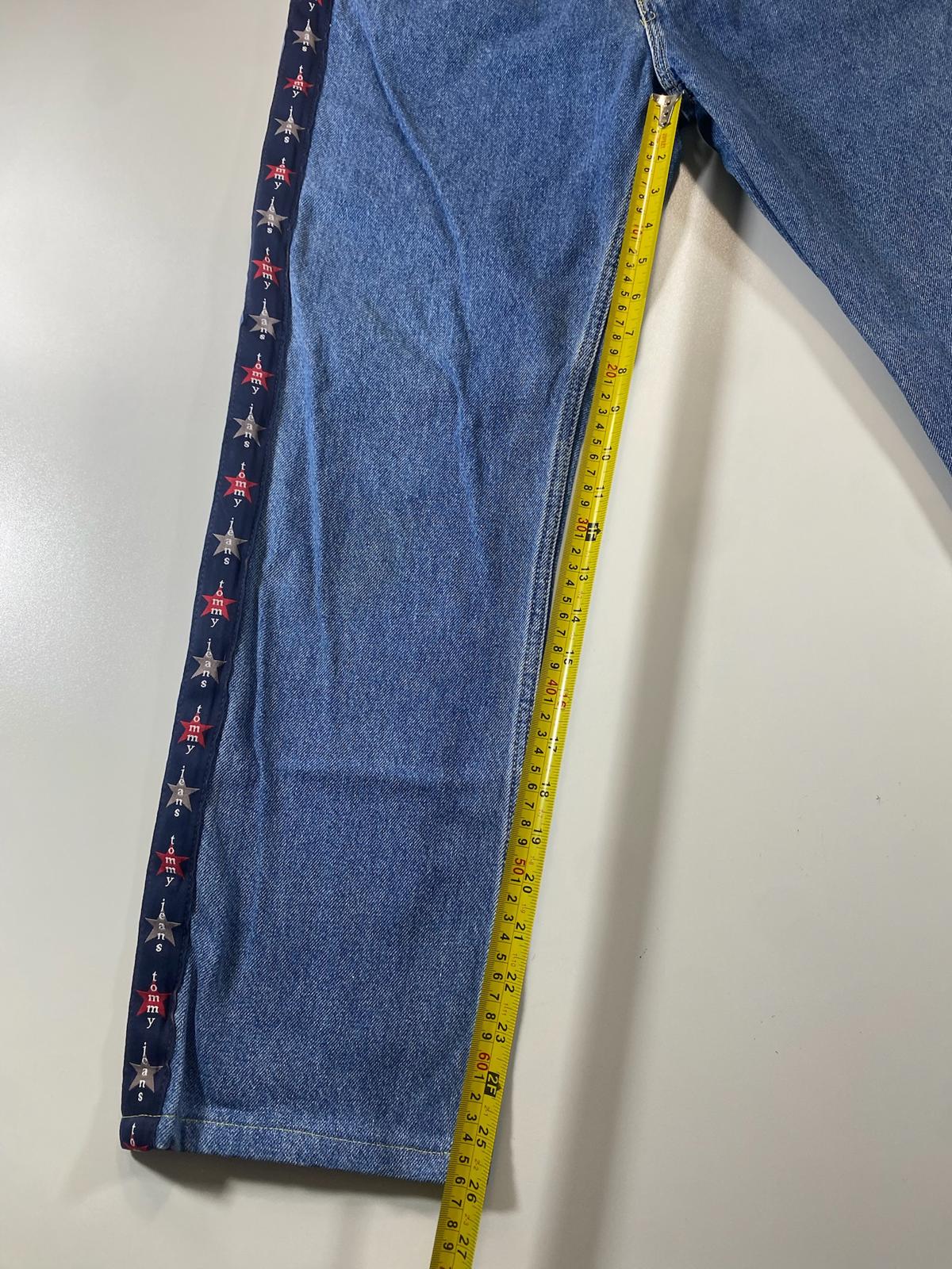 Vintage Tommy Jeans Blue Denim Pants with Star Side Stripes