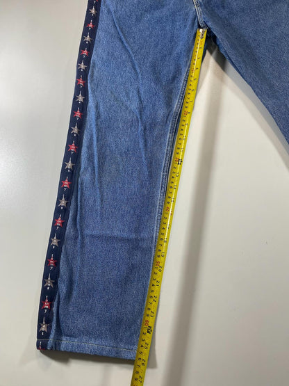 Vintage Tommy Jeans Blue Denim Pants with Star Side Stripes