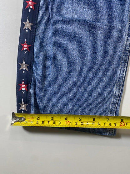 Vintage Tommy Jeans Blue Denim Pants with Star Side Stripes
