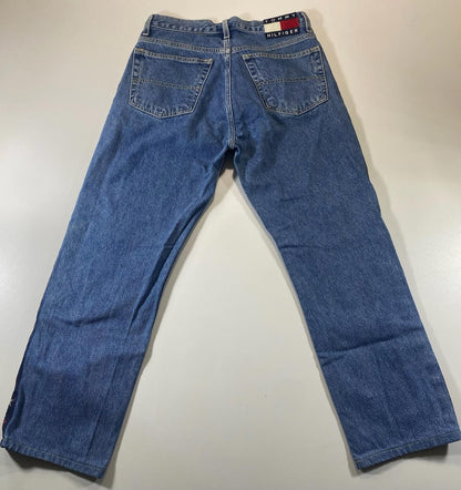 Vintage Tommy Jeans Blue Denim Pants with Star Side Stripes