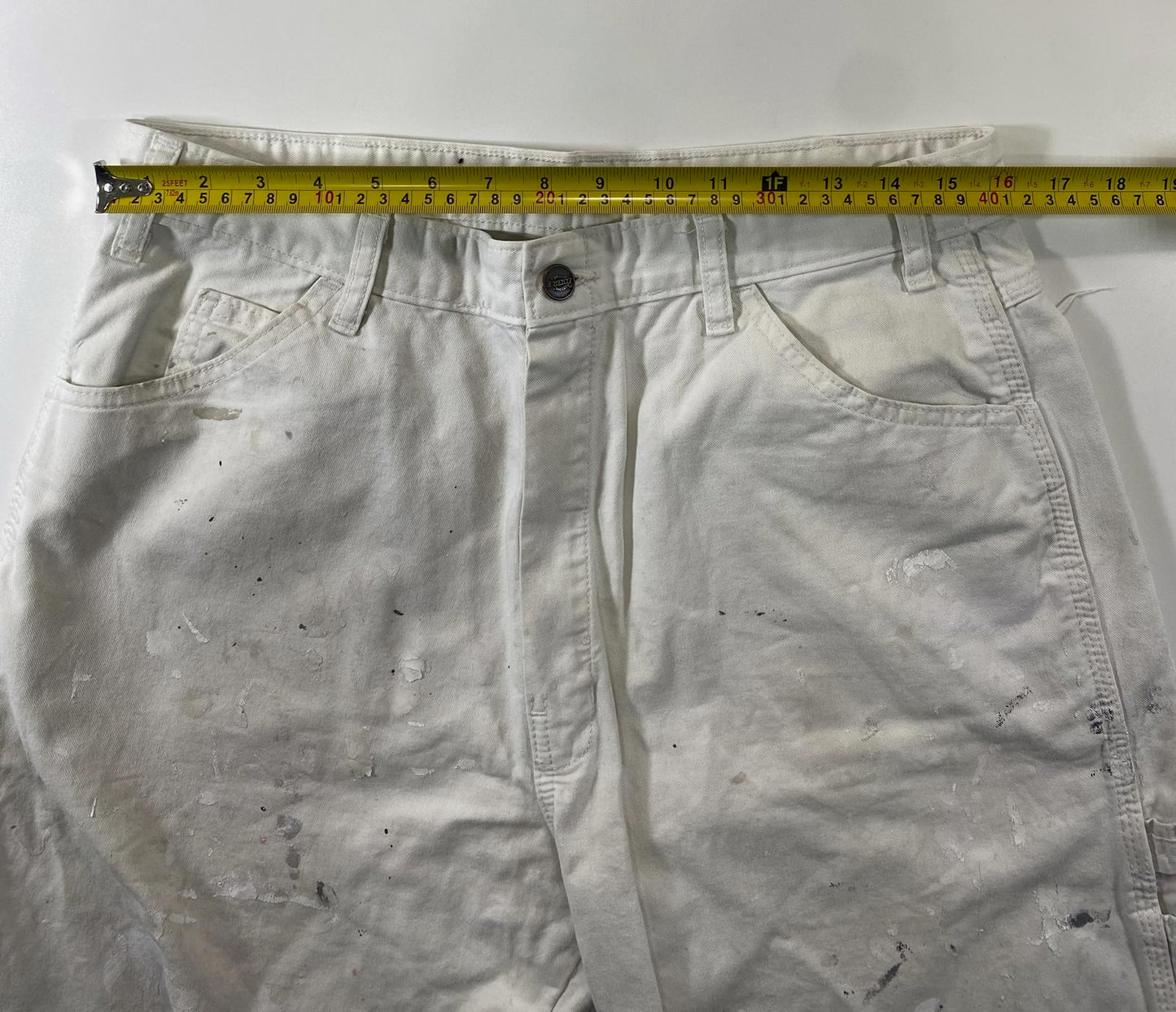 Vintage Dickies White Carpenter Pants w Paint Splatter 34