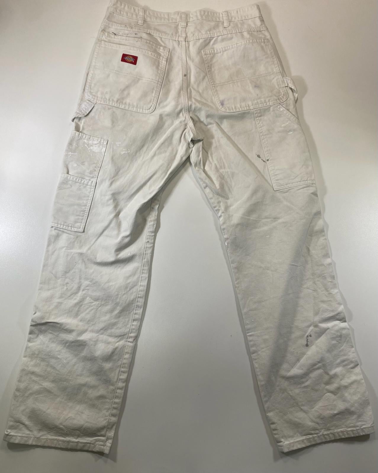Vintage Dickies White Carpenter Pants w Paint Splatter 34