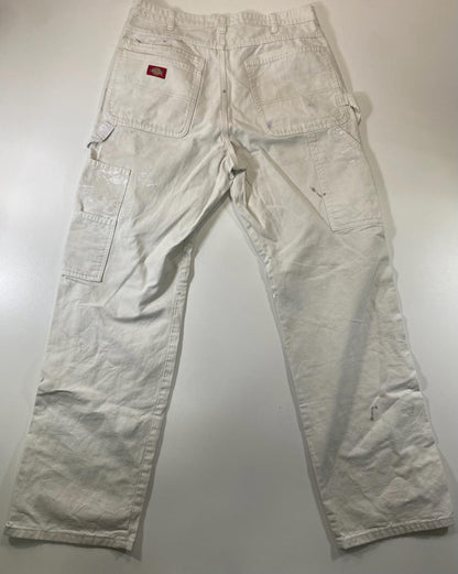 Vintage Dickies White Carpenter Pants w Paint Splatter 34