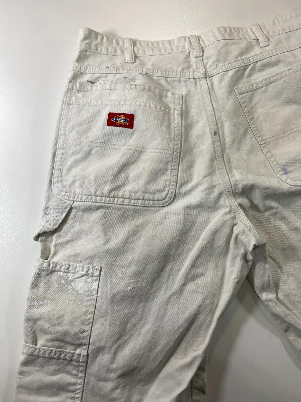 Vintage Dickies White Carpenter Pants w Paint Splatter 34