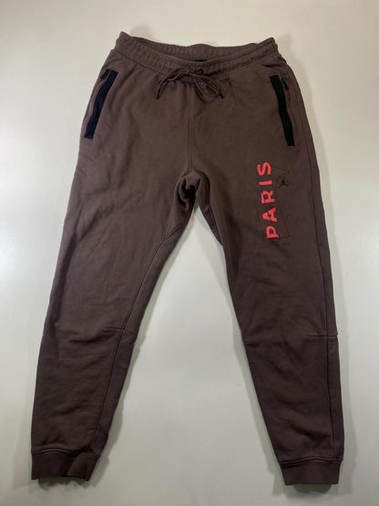 Jordan Paris Brown Jogger Sweatpants with Zippered Pockets M