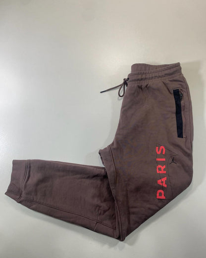 Jordan Paris Brown Jogger Sweatpants with Zippered Pockets M