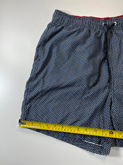 Nautica Men's Navy Patterned Swim Shorts L