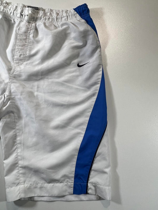 Vintage Nike Men's White and Blue Athletic Shorts Size S