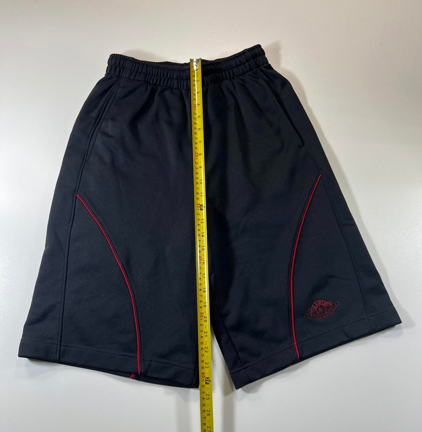 Jordan Black Athletic Shorts with Red Piping Detail Size S