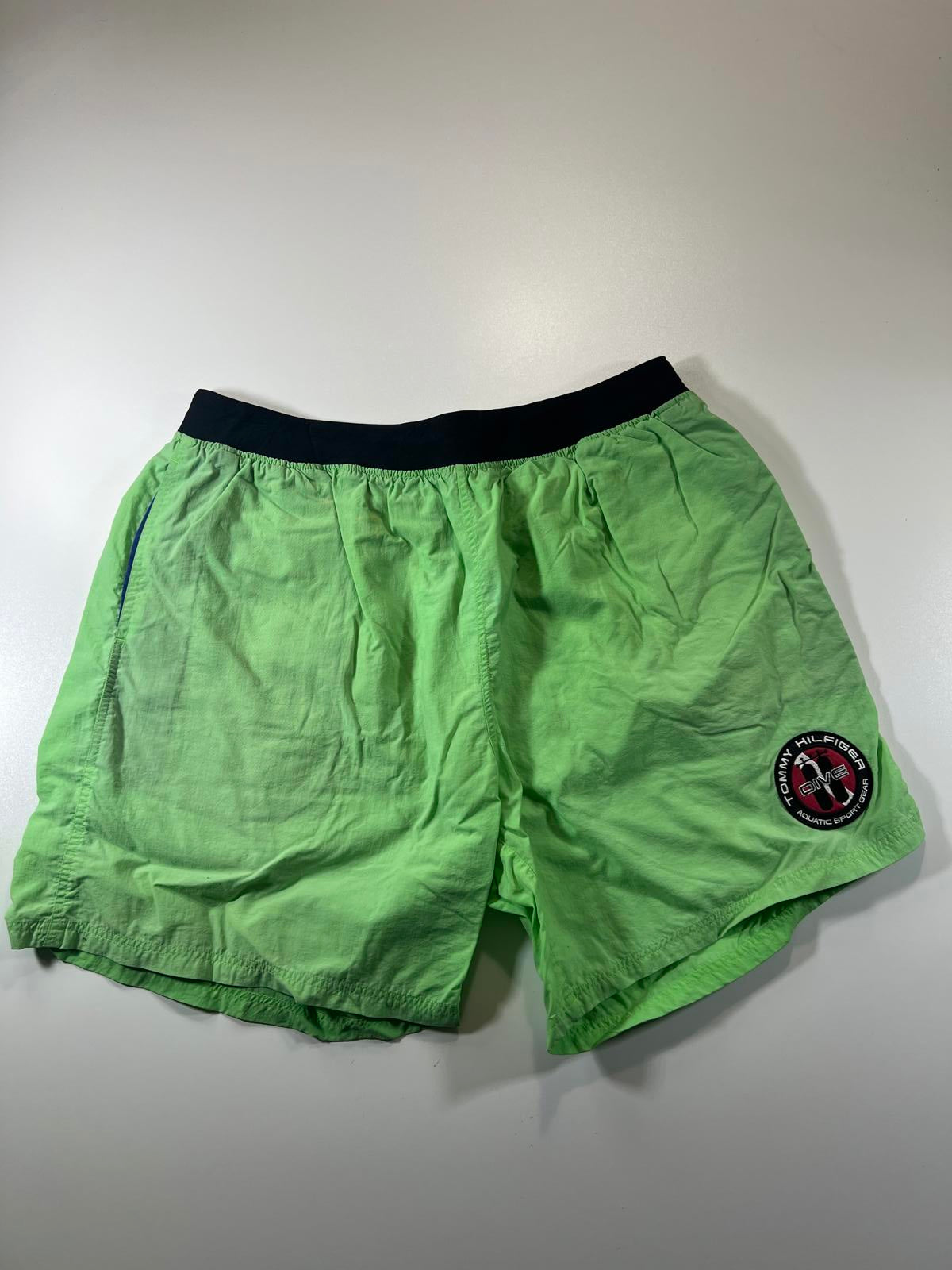 Vintage Hilfiger Green and Blue Men's shorts XL