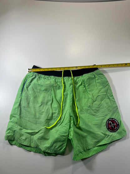 Vintage Hilfiger Green and Blue Men's shorts XL
