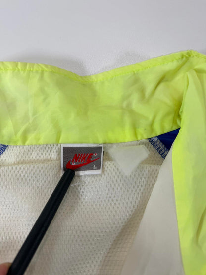 Vintage Nike White and Blue Windbreaker Jacket L