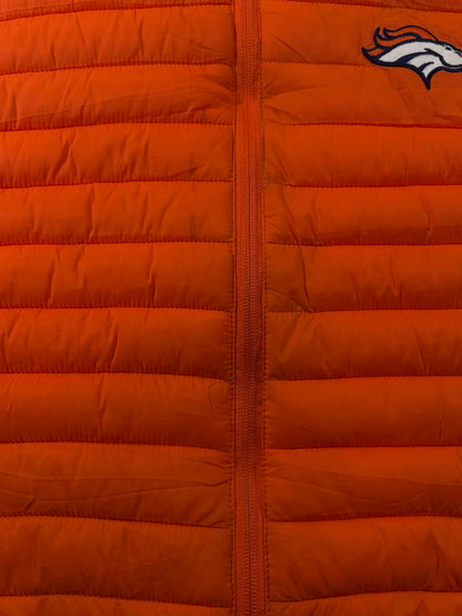 Orange Puffer Vest with Denver Broncos Logo L