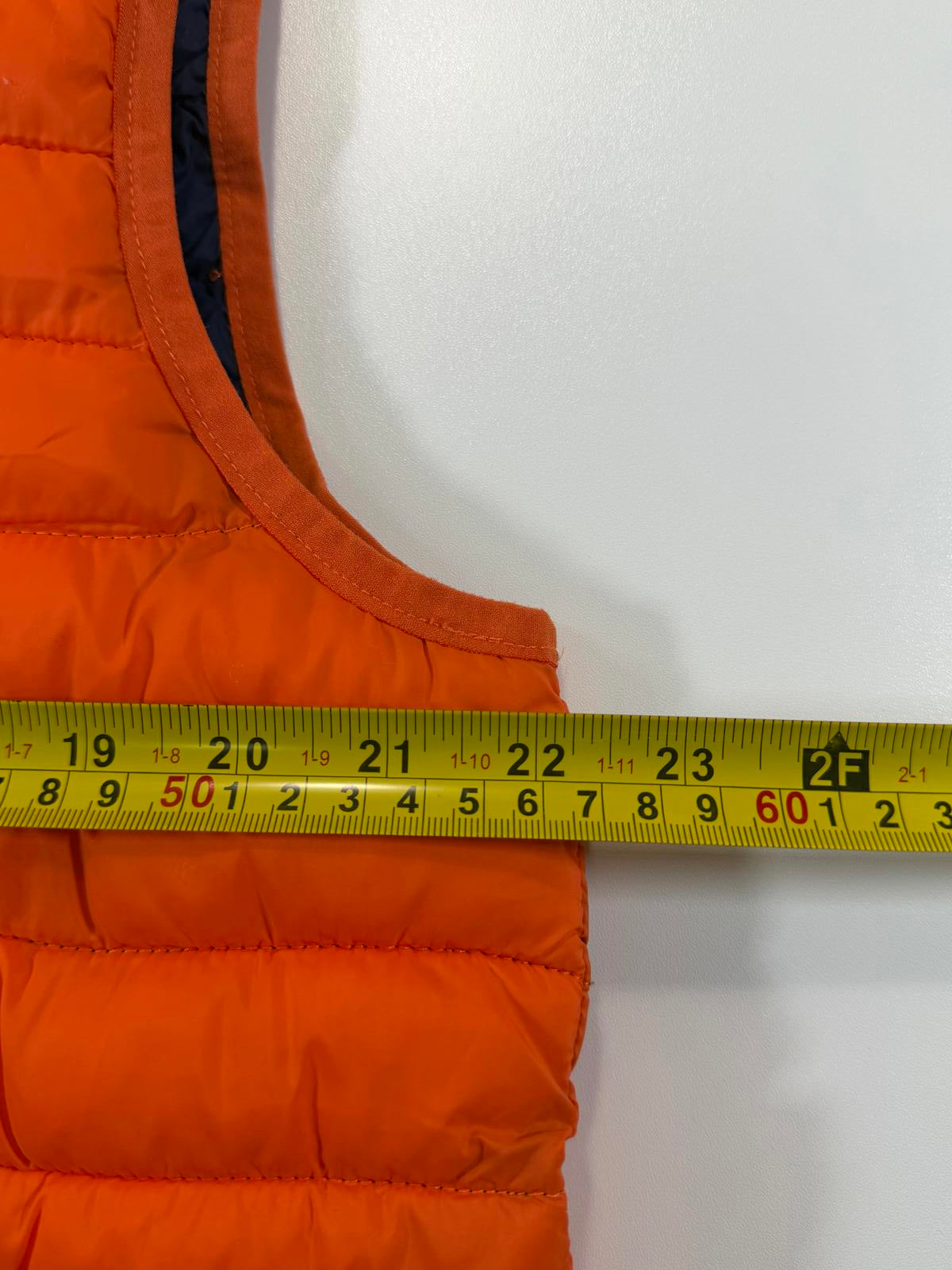 Orange Puffer Vest with Denver Broncos Logo L