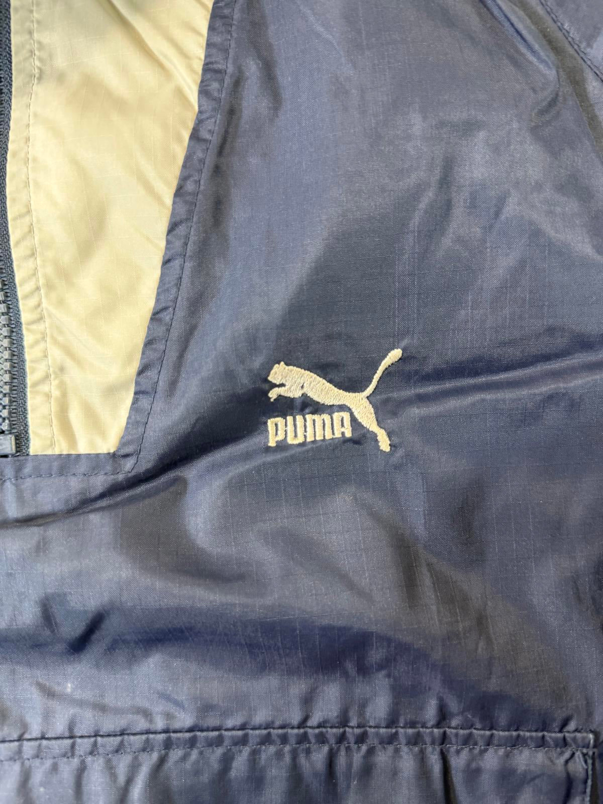 Vintage Puma Navy and Light Grey Pullover Windbreaker Jacket M