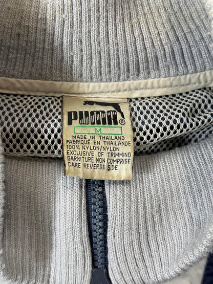 Vintage Puma Navy and Light Grey Pullover Windbreaker Jacket M