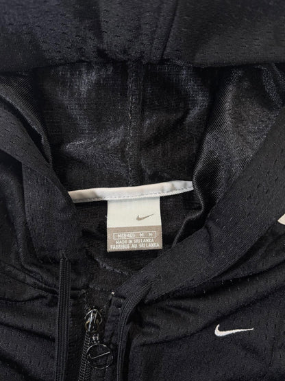 Nike Black Hooded Athletic Jacket with Light Blue and White M