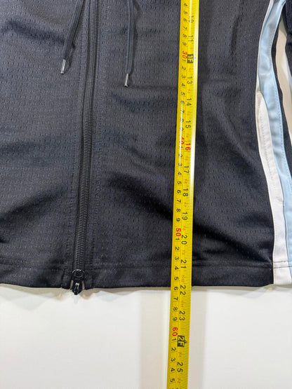 Nike Black Hooded Athletic Jacket with Light Blue and White M