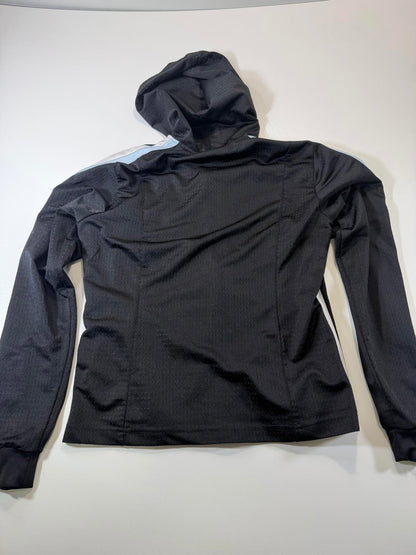 Nike Black Hooded Athletic Jacket with Light Blue and White M