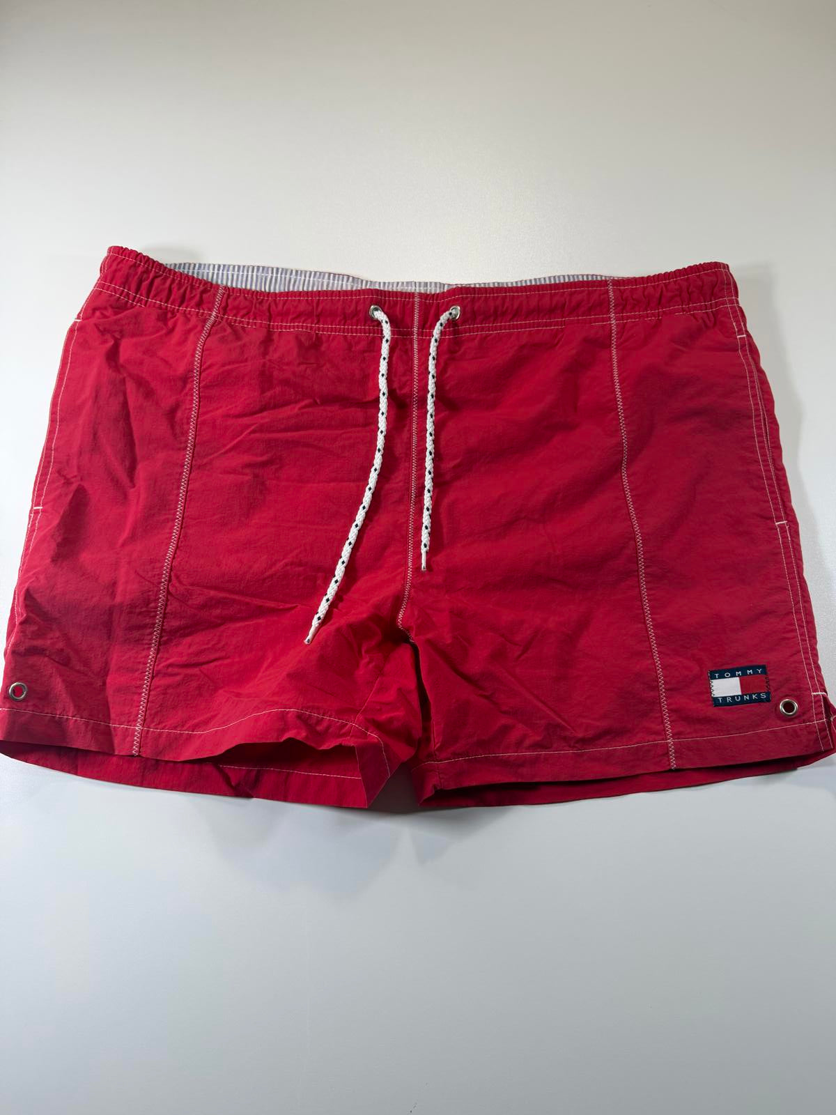 Tommy Trunks Red Swim Shorts with Drawstring Waist M