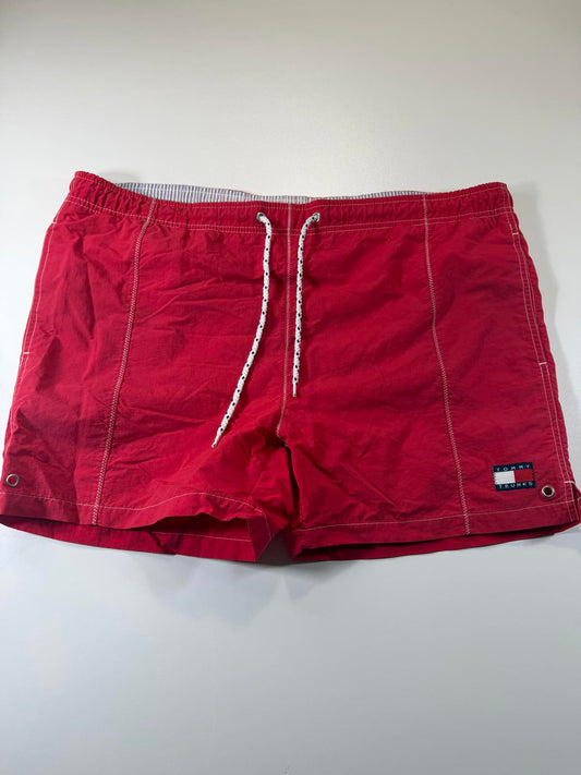 Tommy Trunks Red Swim Shorts with Drawstring Waist M