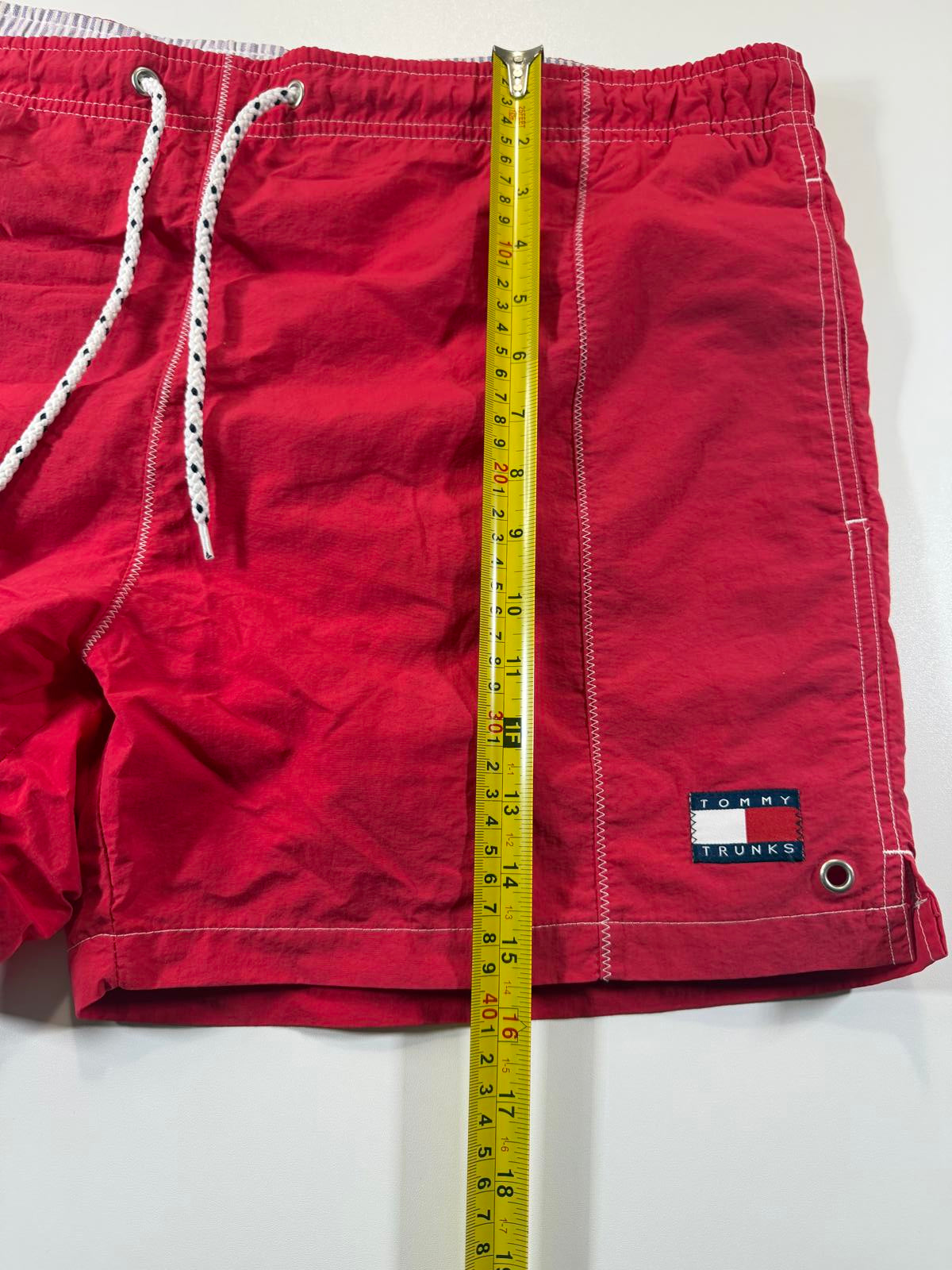 Tommy Trunks Red Swim Shorts with Drawstring Waist M