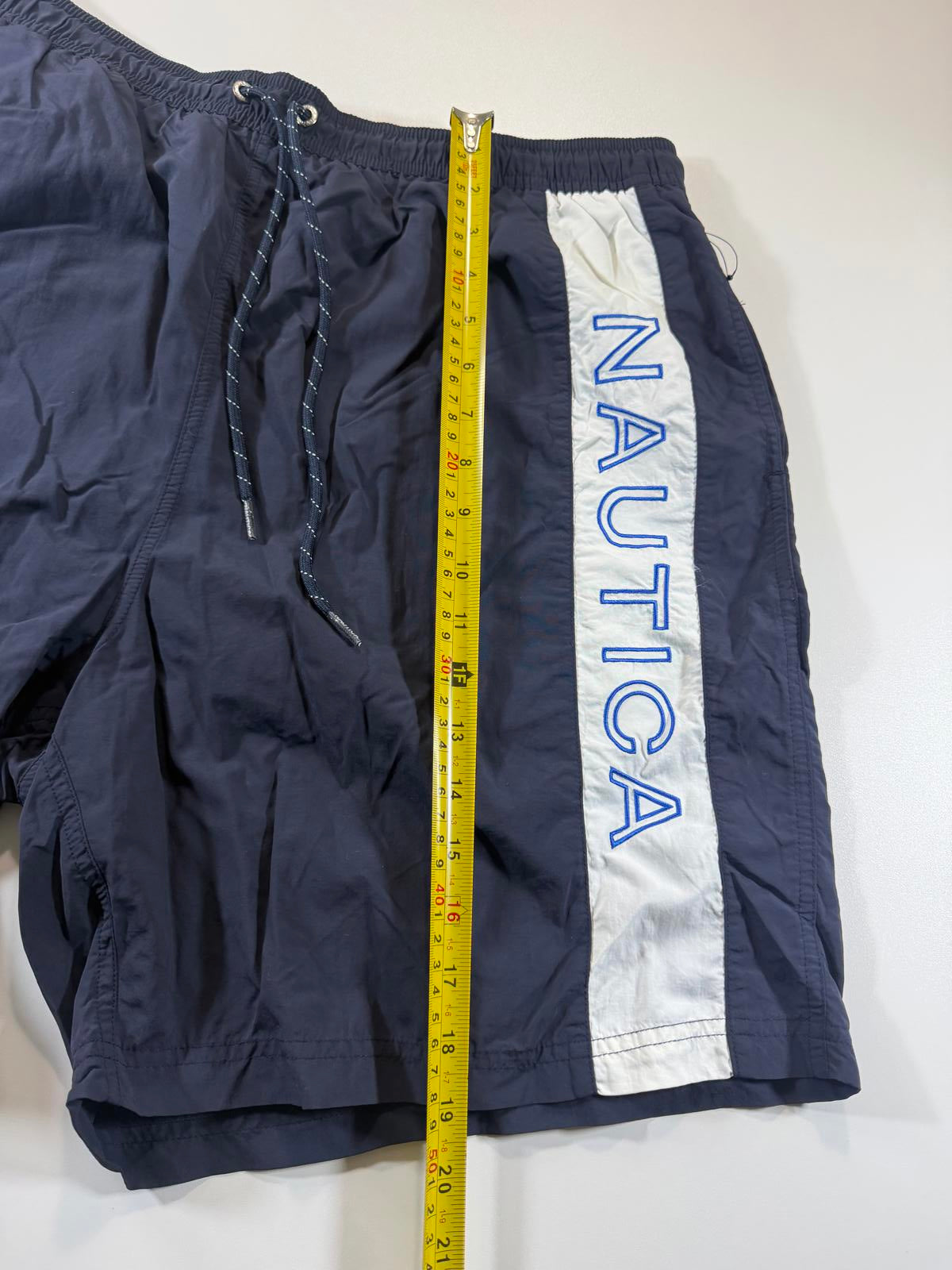 Nautica Men's Navy Blue Swim Shorts with White Side Panel XL