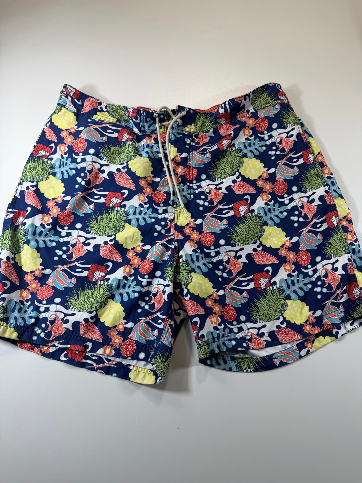 Men's Swim Shorts with Tropical Fish and Coral Print XXL