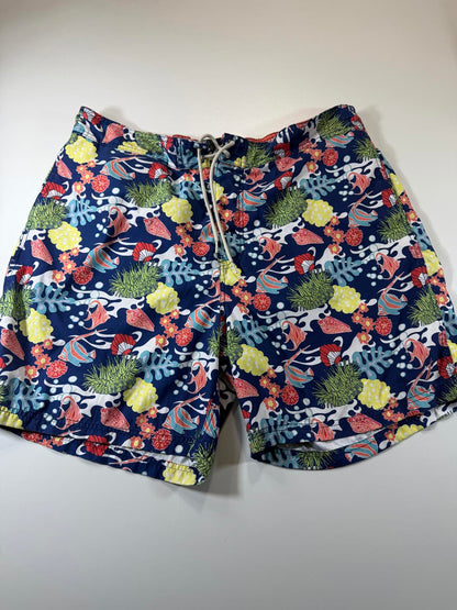 Men's Swim Shorts with Tropical Fish and Coral Print XXL