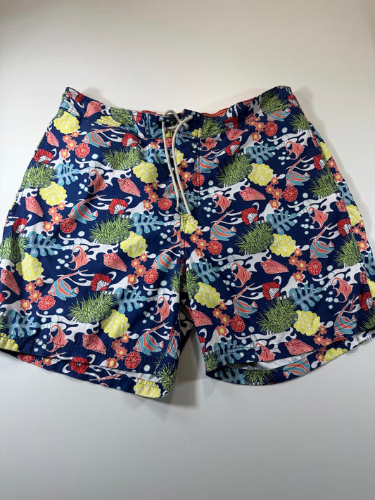 Men's Swim Shorts with Tropical Fish and Coral Print XXL