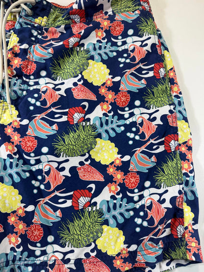 Men's Swim Shorts with Tropical Fish and Coral Print XXL