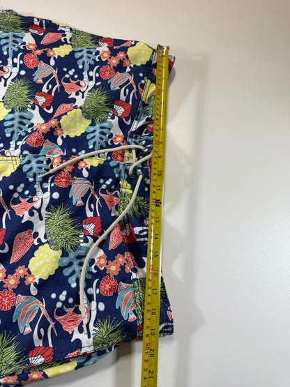 Men's Swim Shorts with Tropical Fish and Coral Print XXL