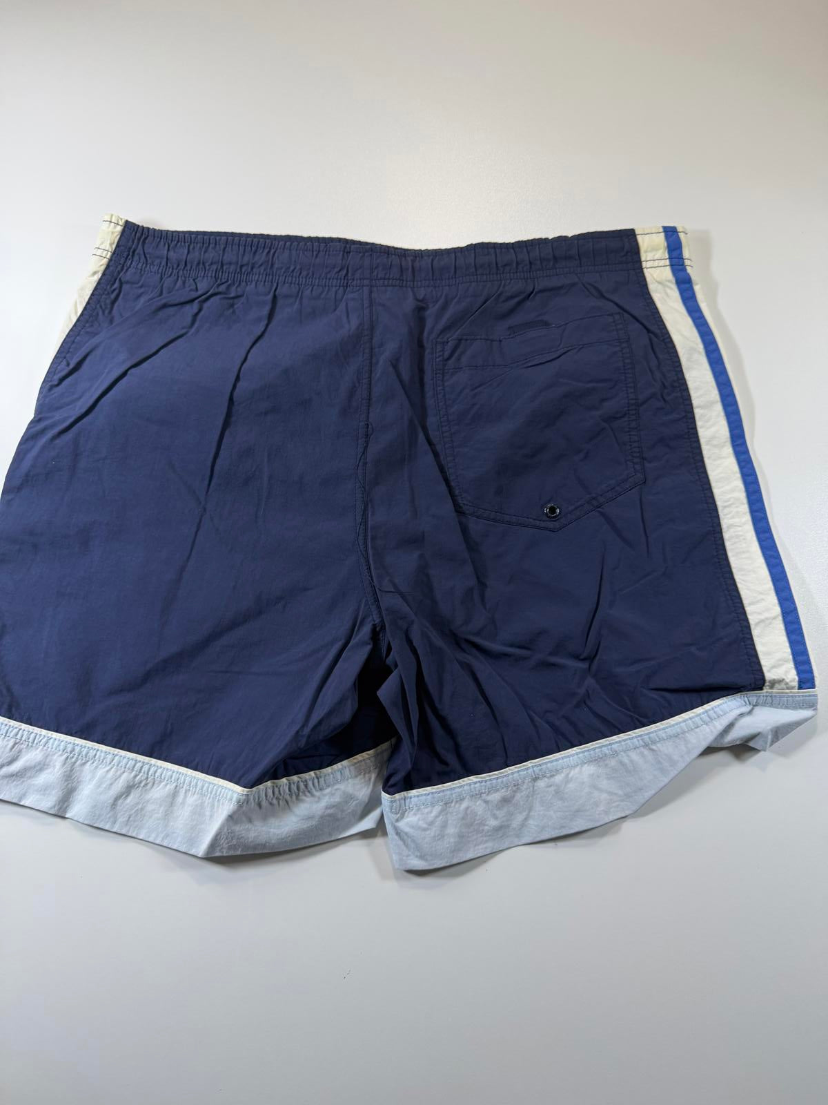 Nautica Men's Navy Blue Swim Shorts with White and Blue M