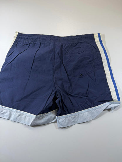 Nautica Men's Navy Blue Swim Shorts with White and Blue M