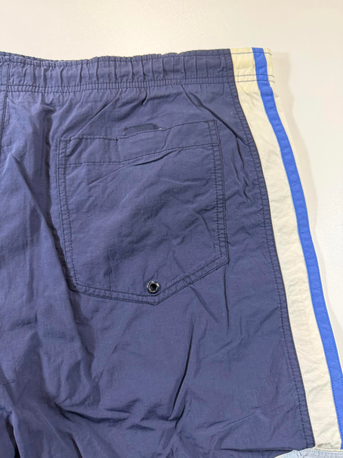 Nautica Men's Navy Blue Swim Shorts with White and Blue M
