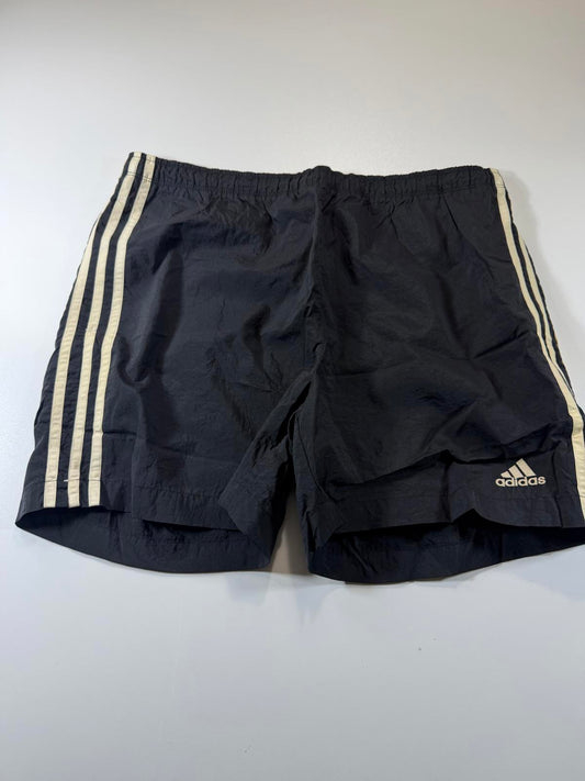 Adidas Black Athletic Shorts with White Stripes S