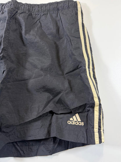 Adidas Black Athletic Shorts with White Stripes S